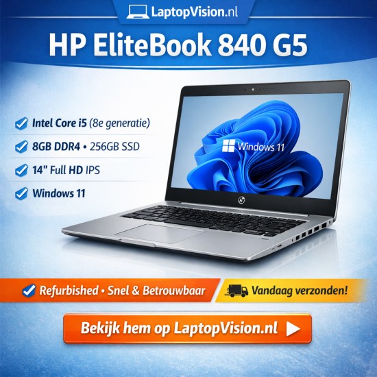 HP Elitebook 840 G5 - Intel Core i5-8e generatie - 8GB DDR4 - 256GB SSD | Full HD | 14 inch | Win11