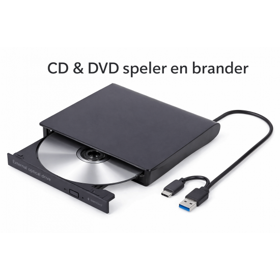 externe dvd brander usb c usb a zwart