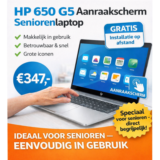 HP 650 G5 seniorenlaptop met aanraakscherm eenvoudig in gebruik